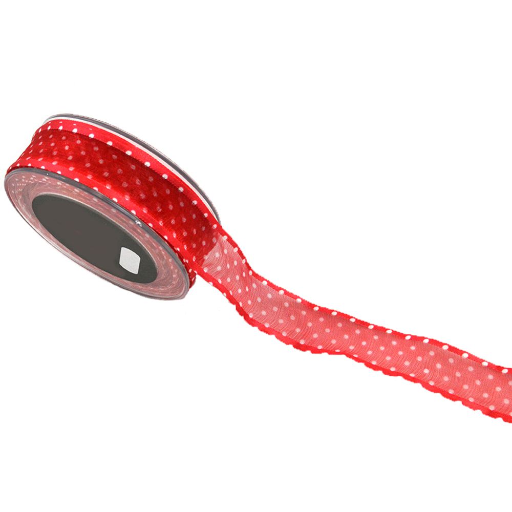 ΚΟΡΔ ORGANDY LITTLE DOTS ΚΟΚΚΙΝΟ 2.5cmX23m