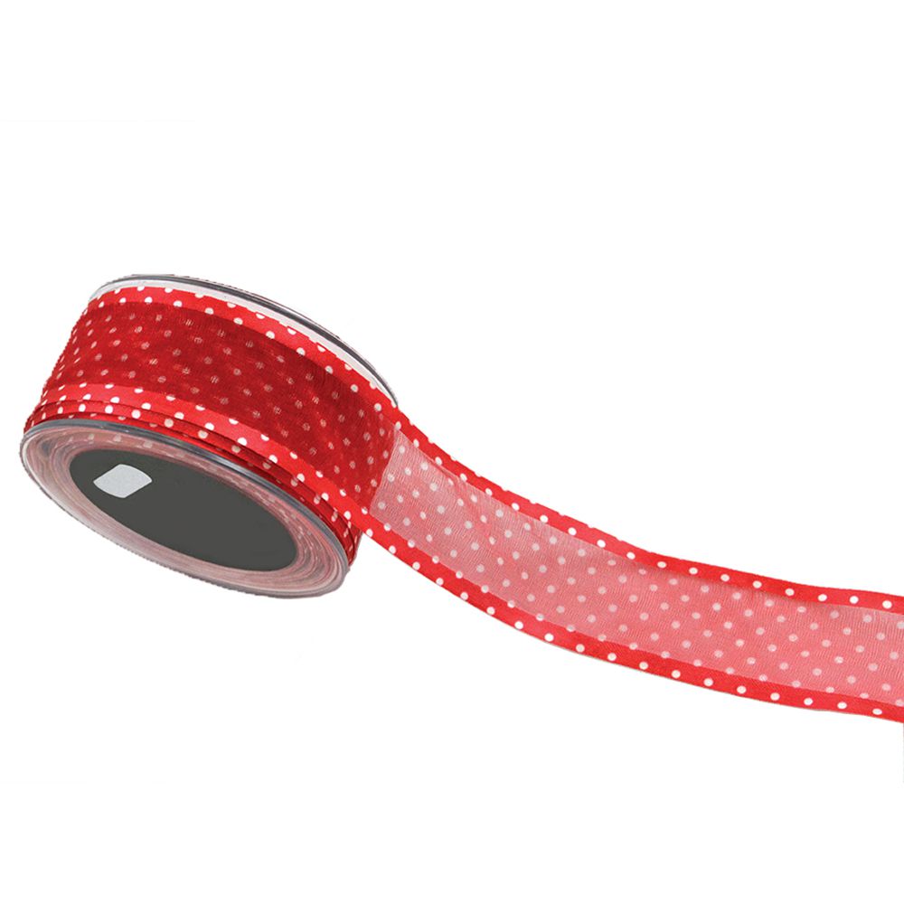 ΚΟΡΔ ORGANDY LITTLE DOTS ΚΟΚΚΙΝΟ 3,8cmX23m