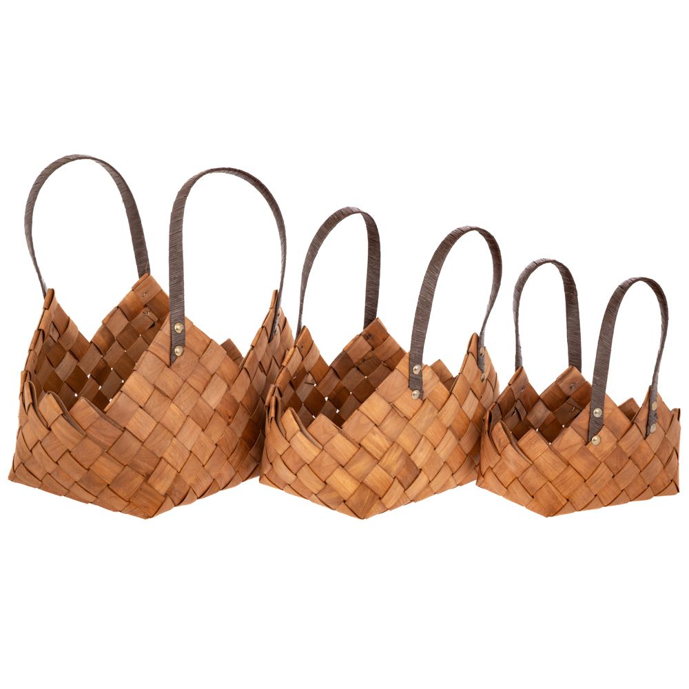 ΣΕΤ 3 ΚΑΦΕ ΠΛΕΧΤΕΣ ΤΣΑΝΤΕΣ ΜΕ ΔΕΡΜΑΤΙΝΟ ΧΕΡΟΥΛΙ 33Χ23Χ37 29Χ18Χ29 24Χ14Χ21ΕΚ