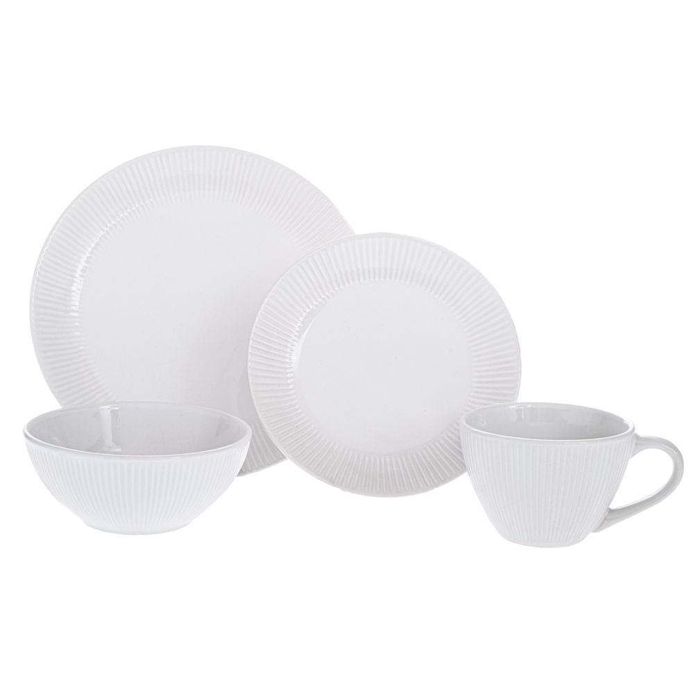 ΣΕΤ 16 ΛΕΥΚΟ ΡΙΓΕ ΚΕΡΑΜΙΚΟ ΣΕΡΒΙΤΣΙΟ STONEWARE