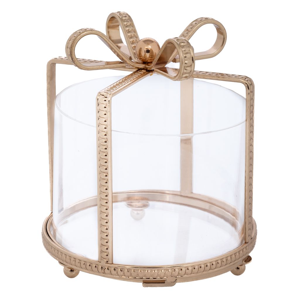 ΔΙΣΚΟΣ ΧΡΥΣΟ ΣΤΡΟΓΓΥΛΟ ΜΕΤΑΛΛΙΚΟ ΔΩΡΑΚΙ ΜΕ PLEXIGLASS 13Χ13Χ15ΕΚ