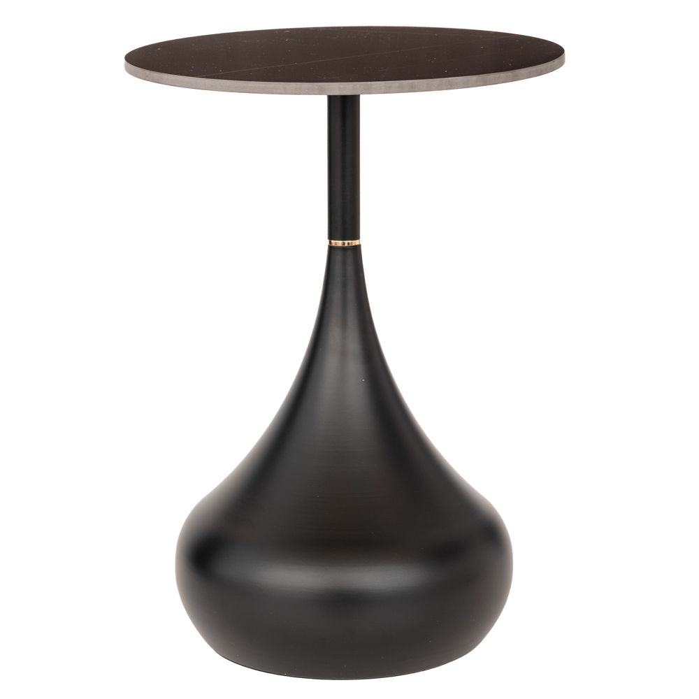 ΤΡΑΠΕΖΑΚΙ ΜΑΥΡΟ ΜΕΤΑΛΛΙΚΟ ΣΤΡΟΓΓΥΛΟ Φ40Χ52ΕΚ ΜΕ ΜΑΥΡΗ ΚΕΡΑΜΙΚΗ ΕΠΙΦΑΝΕΙΑ