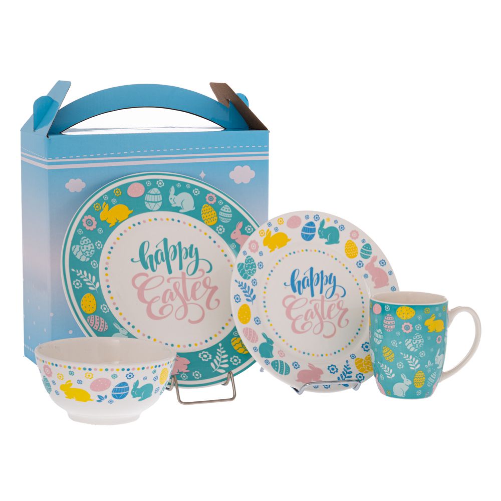 ΣΕΤ 4 ΚΕΡΑΜΙΚΟ ΣΕΡΒΙΤΣΙΟ HAPPY EASTER
