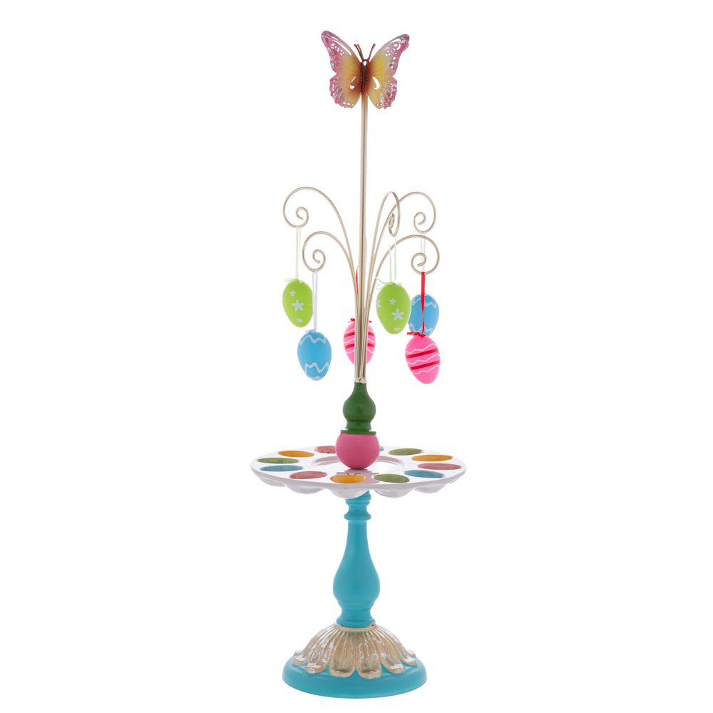 ΠΟΛΥΧΡΩΜΟ ΚΕΡΑΜΙΚΟ STAND ΑΥΓΟΘΗΚΗ ΜΕ ΣΙΕΛ ΧΡΥΣΗ ΒΑΣΗ 25,5Χ25,5Χ80ΕΚ