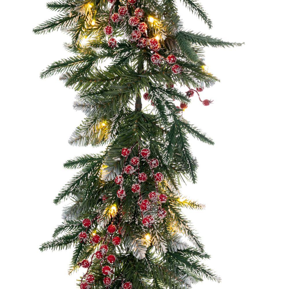 PRE-LIT ΧΙΟΝΙΣΜΕΝΗ ΓΙΡΛΑΝΤΑ 270ΕΚ ΜΕ BERRIES ΚΑΙ 80 LED ΛΕΥΚΑ ΖΕΣΤΑ ΣΤΑΘΕΡΑ ΚΑΙ ΕΠΕΚΤΕΙΝΟΜΕΝΑ