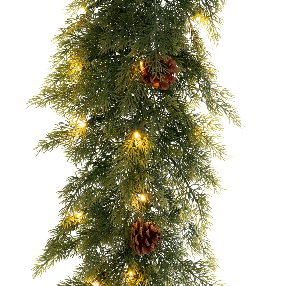 PRE-LIT ΠΡΑΣΙΝΗ ΓΙΡΛΑΝΤΑ 270Ε ΜΕ 80 LED ΛΕΥΚΑ ΖΕΣΤΑ ΣΤΑΘΕΡΑ ΚΑΙ ΕΠΕΚΤΕΙΝΟΜΕΝΑ