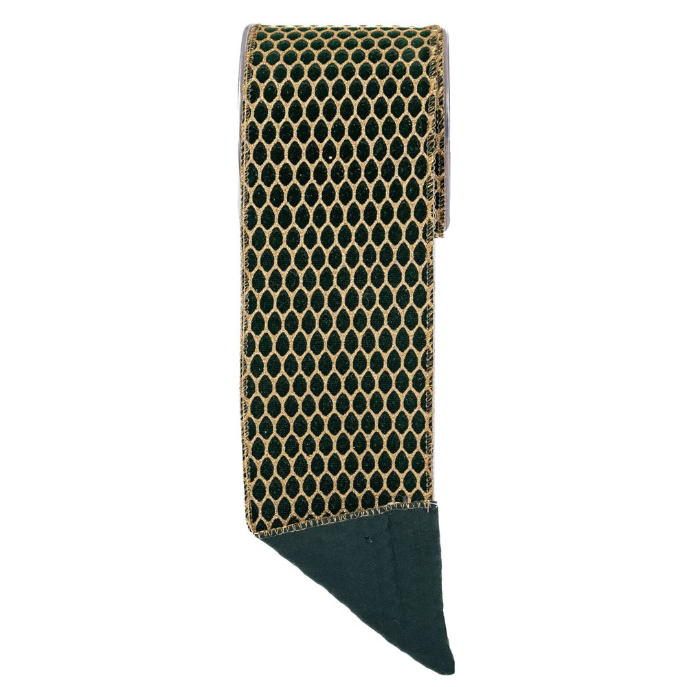 ΚΟΡΔ ΒΕΛΟΥΔ.10CM X 4,5M FENCE GLITTER DK ΠΡΑΣΙΝΟ ΧΡΥΣΟ