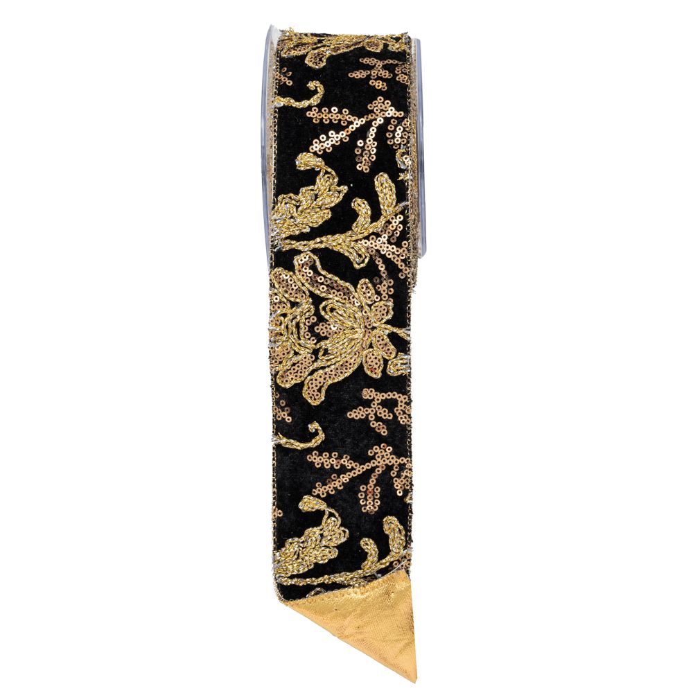 ΚΟΡΔ EMBROIDERY FOIL LONETA 6.7cmX4.5m ΜΑΥΡΟ- ΧΡΥΣΟ