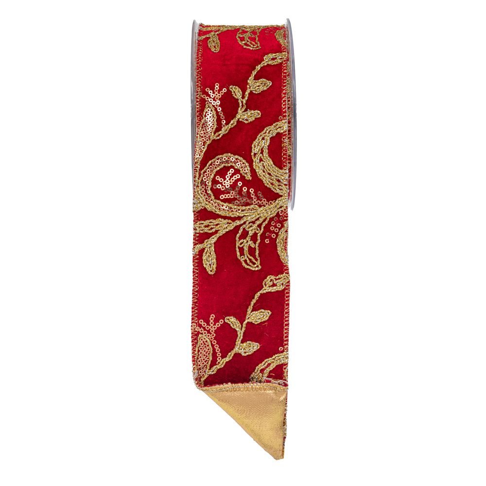 ΚΟΡΔ EMBROIDERY FOIL LONETA 6.7cmX4.5m ΚΟΚΚΙΝΟ-ΧΡΥΣΟ