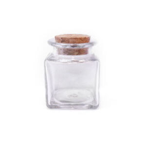 Μπουκαλάκι τετράγωνο κοντό 50ml με φελλό 5.1cm x 4cm