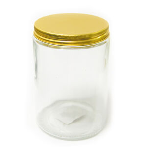Βάζο 770ml με χρυσό βιδωτό καπάκι 14cm x 9cm