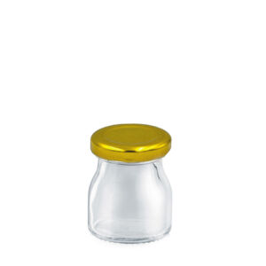 Βαζάκι γυάλινο 5.5cm x 4.5cm με χρυσό καπάκι 50ml