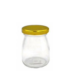 Βαζάκι γυάλινο 7.5cm x 5cm με χρυσό καπάκι 100ml